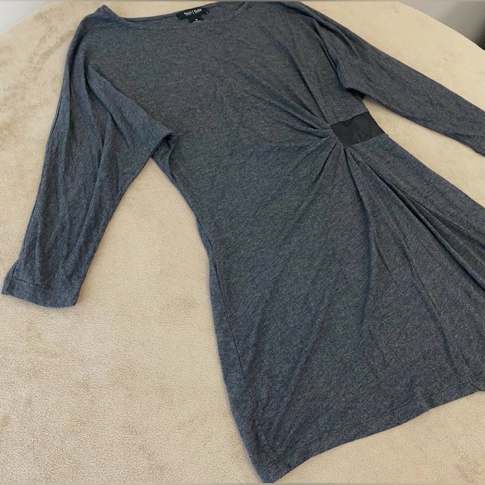 White House Black Markey gray asymmetrical ladies top size large - Picture 2 of 6